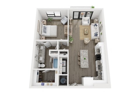 A4 1 bed 1 bath floor plan at Ironcrest, North Richland Hills, TX, 76180